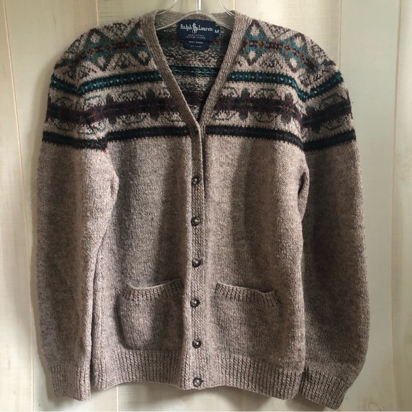 Ralph Lauren Sweaters - Ralph Lauren Collectors RL cardigan Sweater fair isle Great Britain Hand Knit M